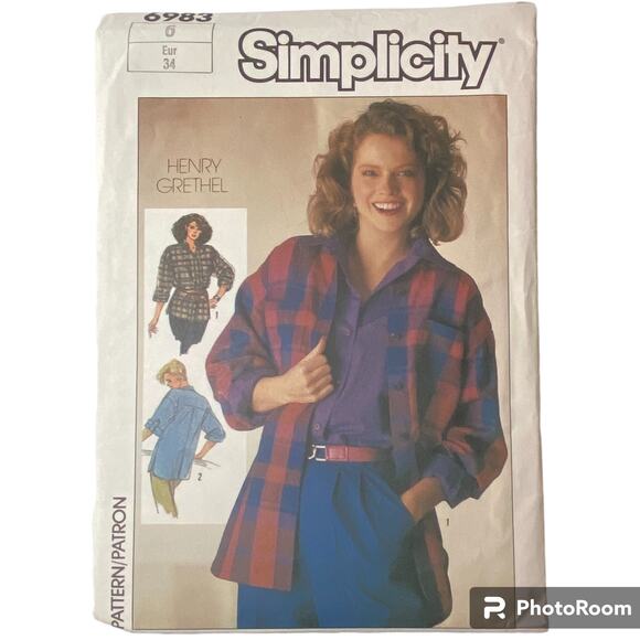 Simplicity 6983 Henry Grethel Pattern Top Miss 6 Button Front Pocket Back Slit - Picture 2 of 5